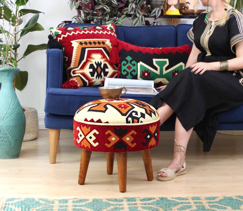 Pouf in tessuto Melik Patch I Multicolore (3)