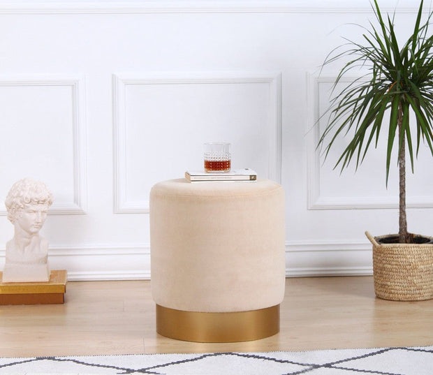 Pouf in tessuto Memfis Crema (1)