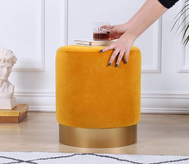 Pouf in tessuto Memfis Giallo (2)