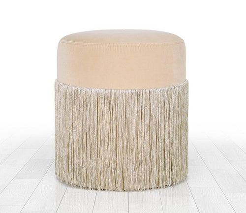 Pouf in tessuto Merkür Crema