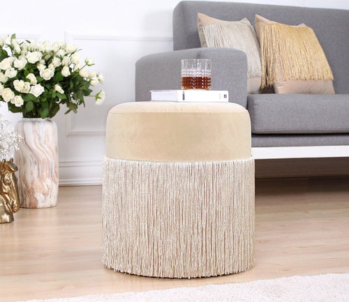 Pouf in tessuto Merkür Crema (1)