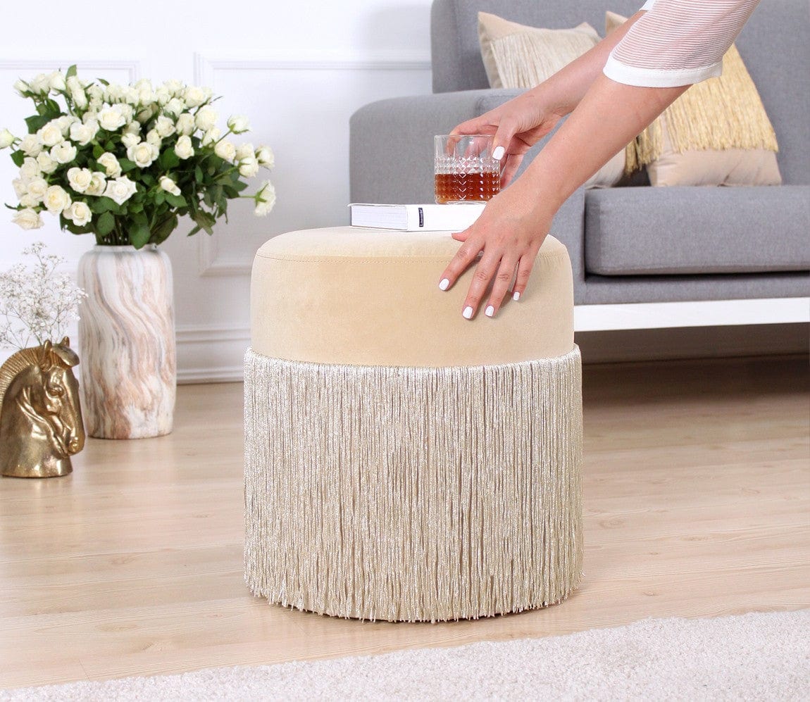 Pouf in tessuto Merkür Crema (2)