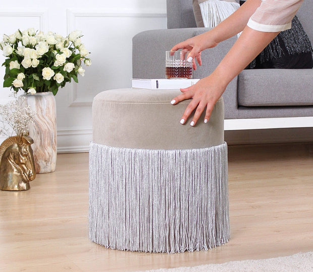 Pouf in tessuto Merkür Grigio (2)
