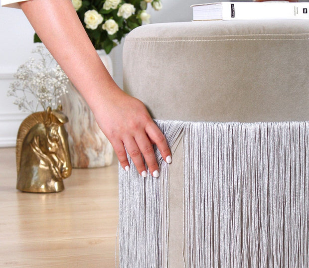 Pouf in tessuto Merkür Grigio (3)