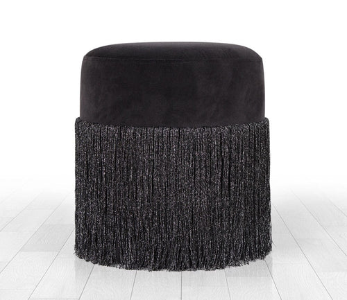 Pouf in tessuto Merkür Nero
