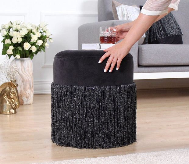 Pouf in tessuto Merkür Nero (2)