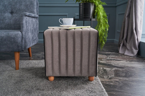 Pouf in tessuto Mona Grigio (1)