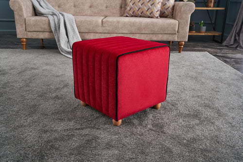 Pouf in tessuto Mona Rosso