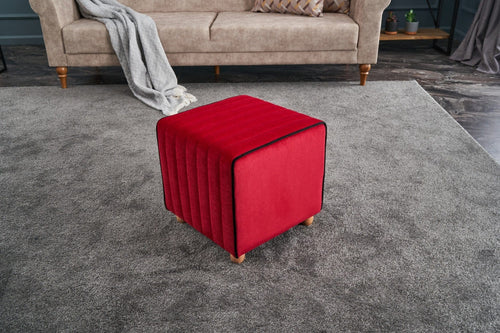 Pouf in tessuto Mona Rosso (1)