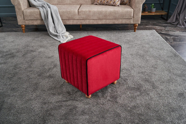 Pouf in tessuto Mona Rosso (1)