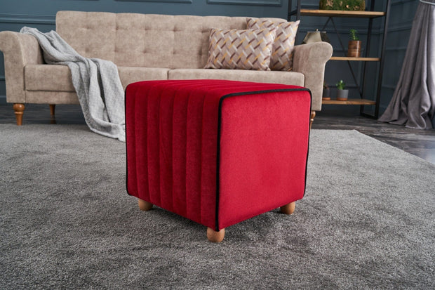 Pouf in tessuto Mona Rosso (3)