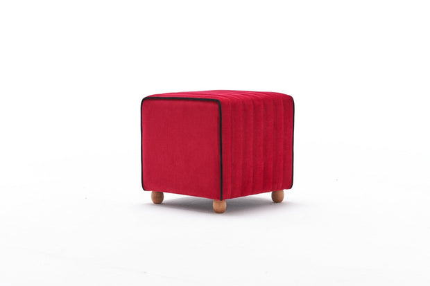 Pouf in tessuto Mona Rosso (4)