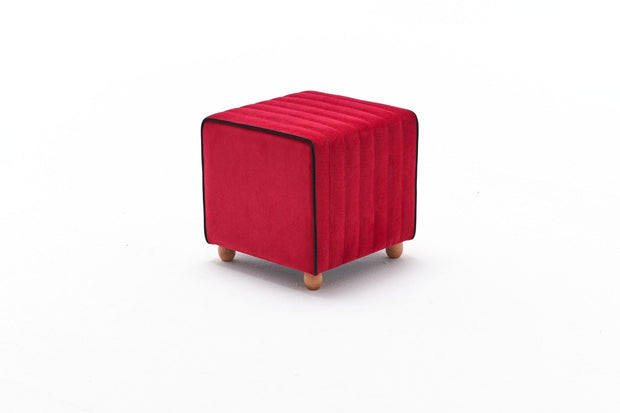 Pouf in tessuto Mona Rosso (5)