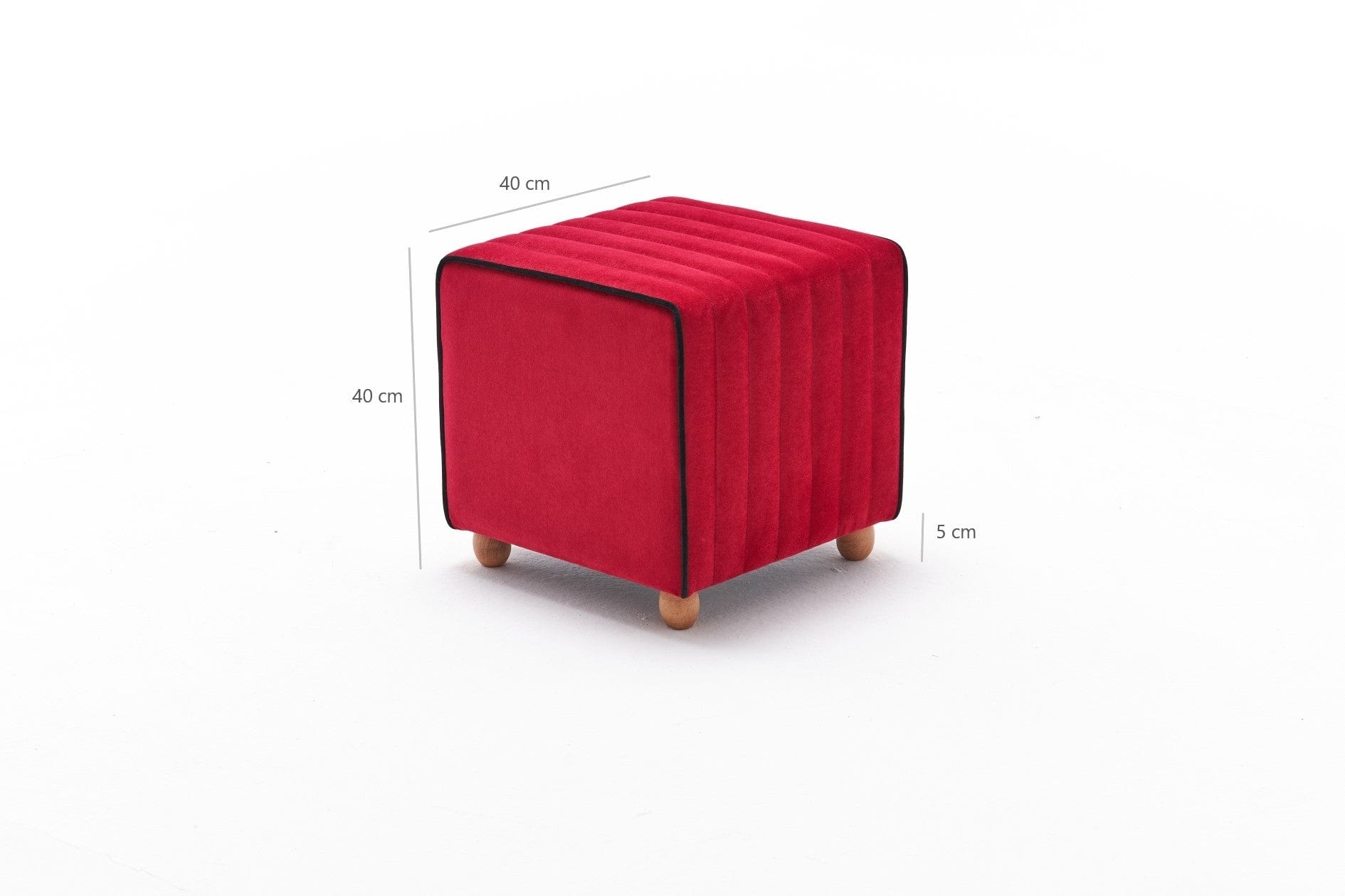 Pouf in tessuto Mona Rosso (6)