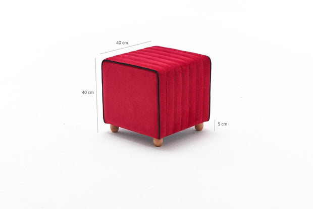Pouf in tessuto Mona Rosso (6)