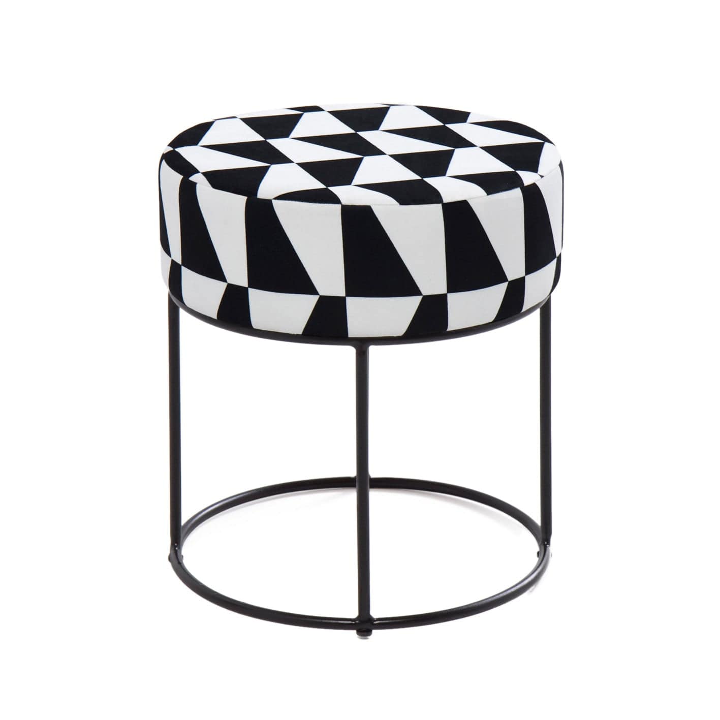 Pouf in tessuto Moon Bianco e Nero (1)