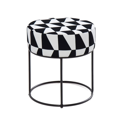 Pouf in tessuto Moon Bianco e Nero (1)