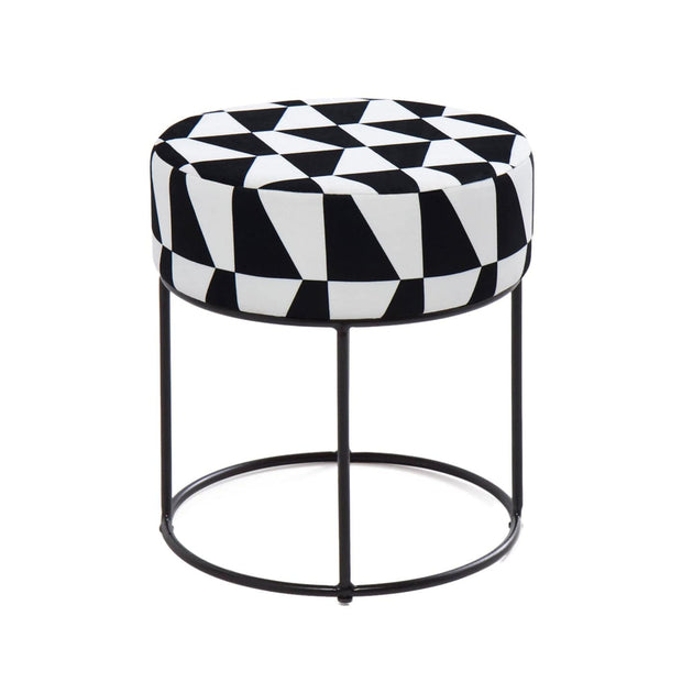 Pouf in tessuto Moon Bianco e Nero (1)