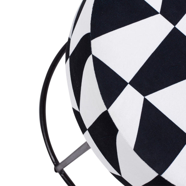 Pouf in tessuto Moon Bianco e Nero (2)