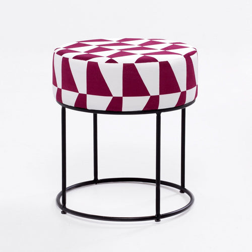 Pouf in tessuto Moon Bordeaux