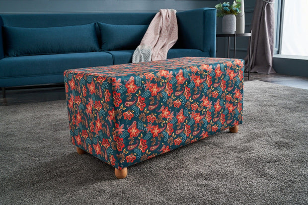 Pouf in tessuto Nergis Rectangle Multicolore (2)
