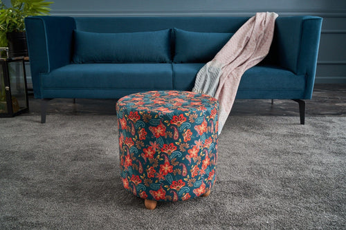 Pouf in tessuto Nergis Round Multicolore