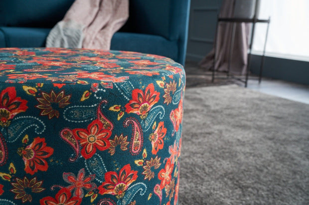 Pouf in tessuto Nergis Round Multicolore (1)
