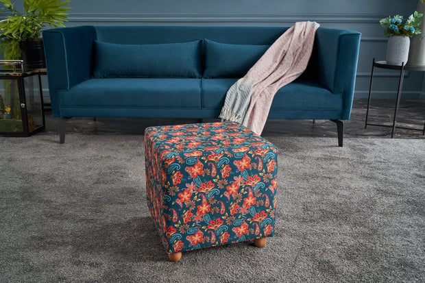 Pouf in tessuto Nergis Square Multicolore