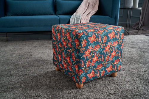 Pouf in tessuto Nergis Square Multicolore (1)