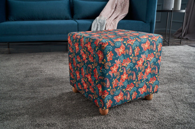 Pouf in tessuto Nergis Square Multicolore (1)