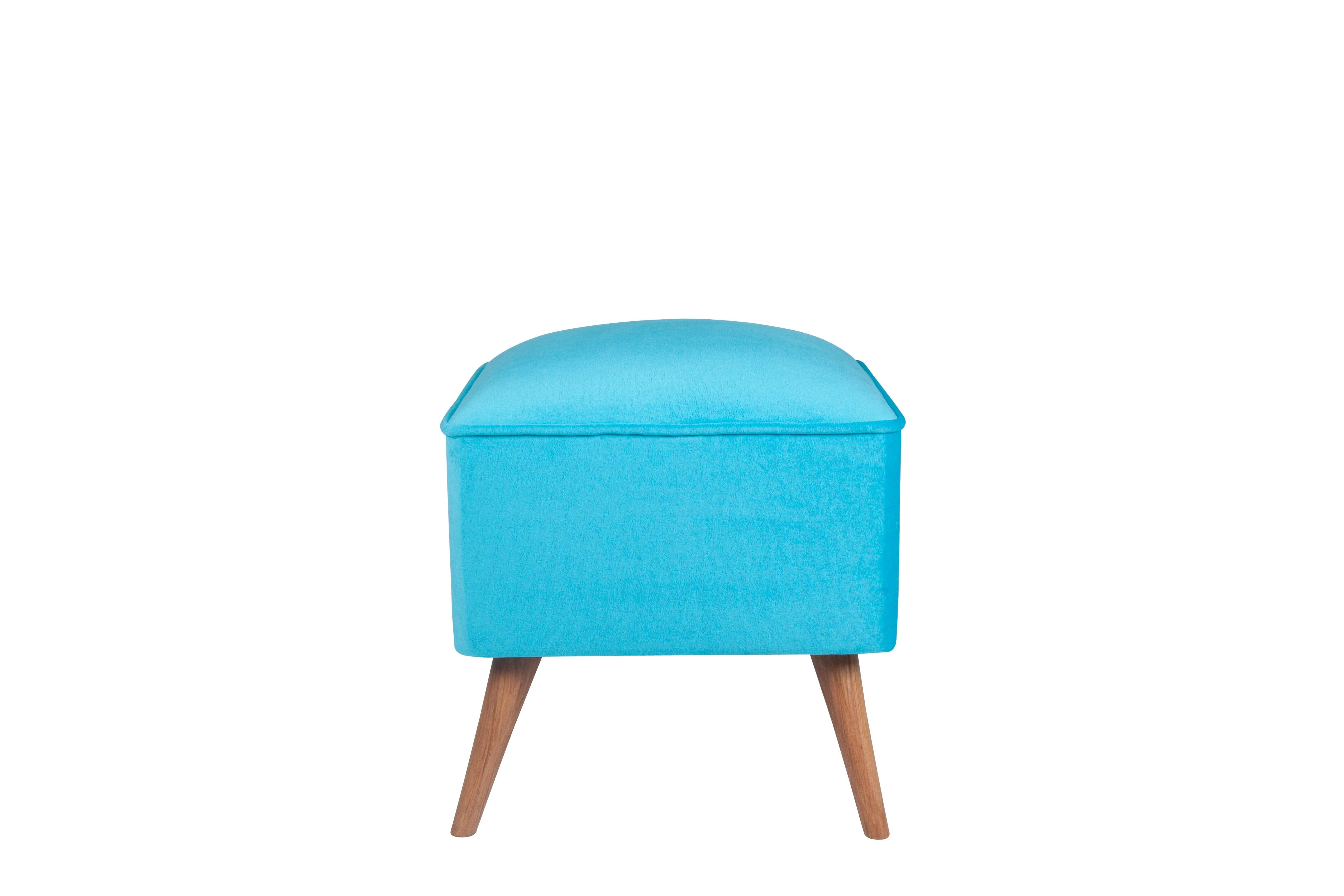 Pouf in tessuto New Bern Turchese (1)