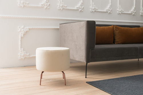 Pouf in tessuto Octo Crema