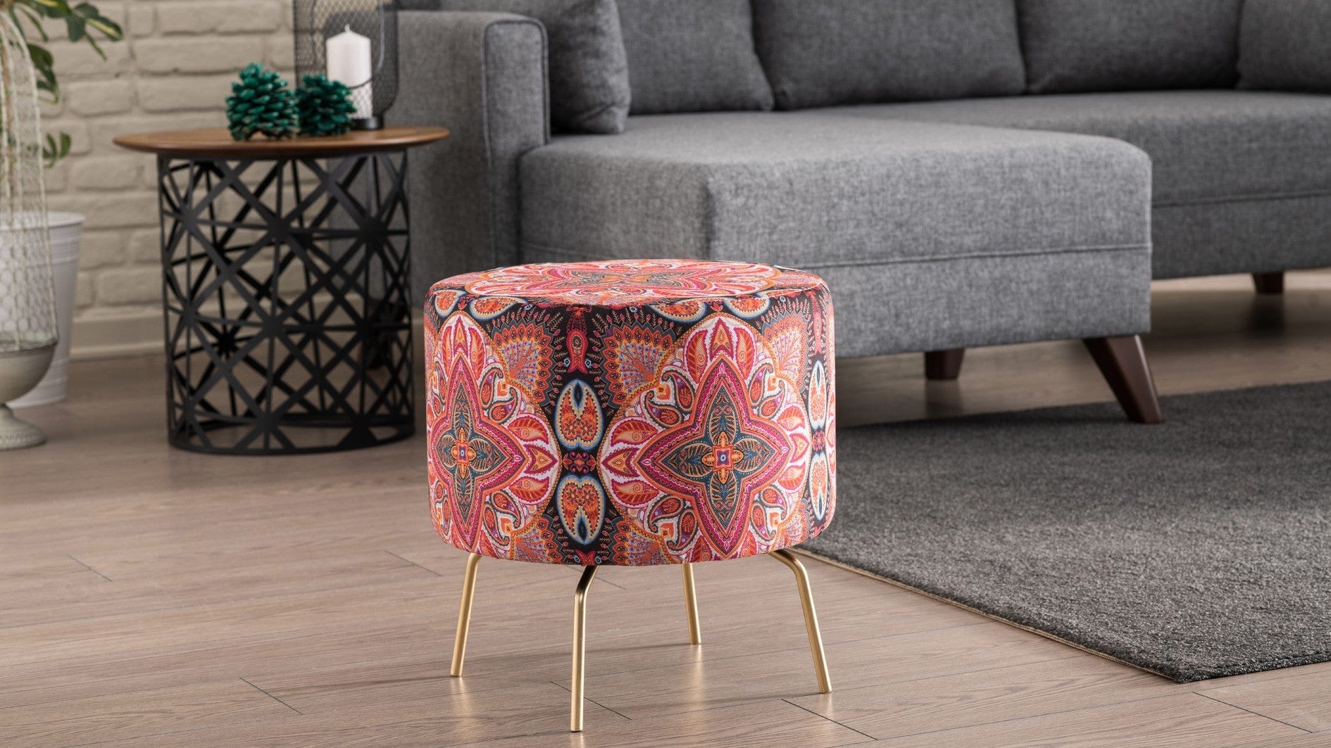 Pouf in tessuto Octo Multicolore