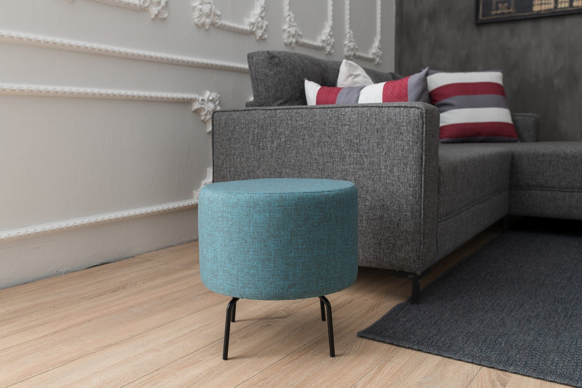 Pouf in tessuto Octo Turchese (4)