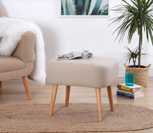 Pouf in tessuto Parrot Crema