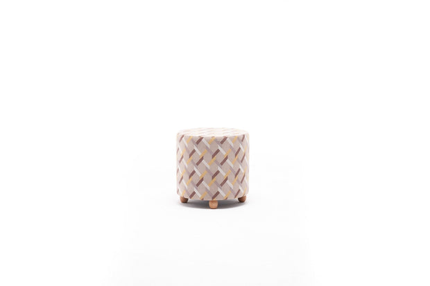 Pouf in tessuto Perla Round Multicolore (4)