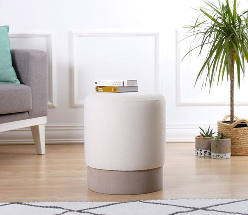 Pouf in tessuto Ropp Crema