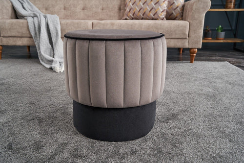 Pouf in tessuto Rose Grigio