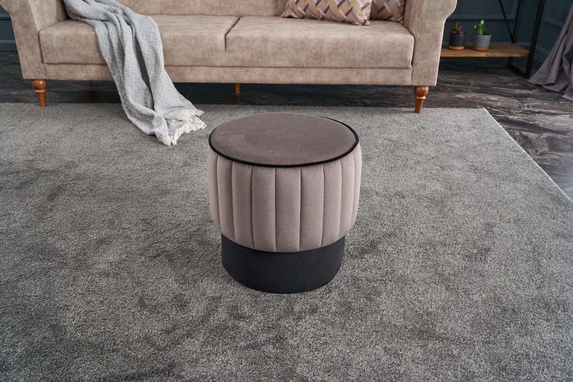 Pouf in tessuto Rose Grigio (3)