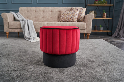 Pouf in tessuto Rose Rosso