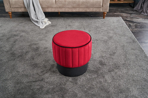 Pouf in tessuto Rose Rosso (1)