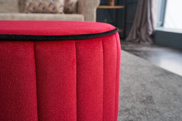 Pouf in tessuto Rose Rosso (2)