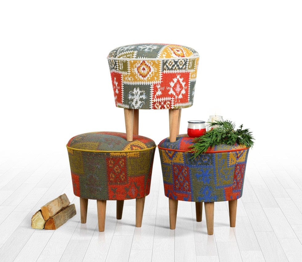 Pouf in tessuto Rug Patch Multicolore (2)