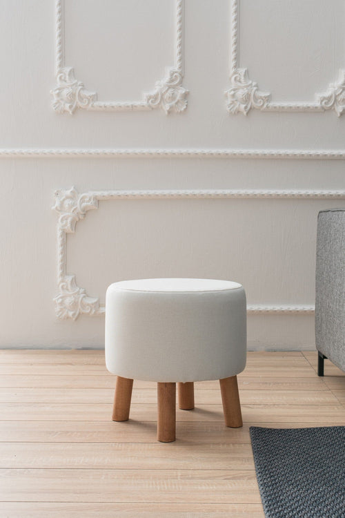 Pouf in tessuto Silindir Crema