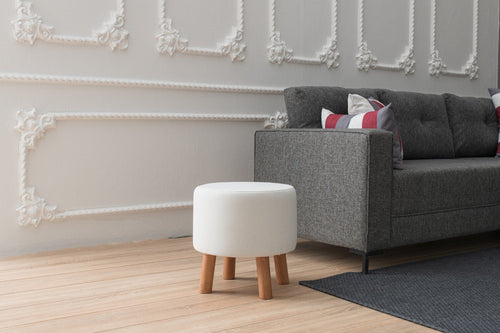 Pouf in tessuto Silindir Crema (1)