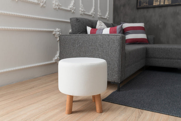 Pouf in tessuto Silindir Crema (2)