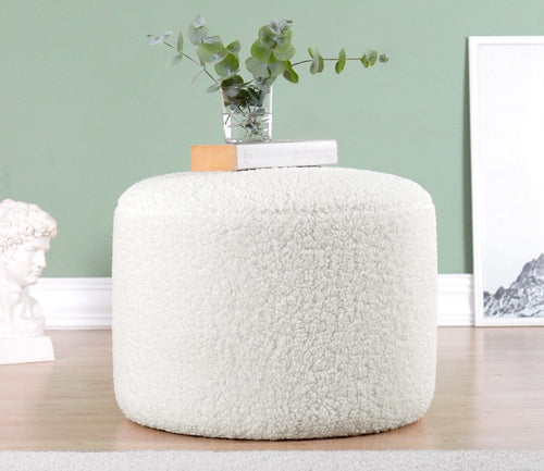 Pouf in tessuto Skylee Bianco