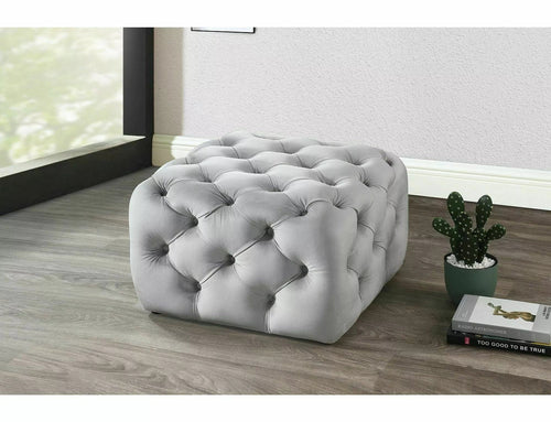 Signal Pouf in velluto Sophia Grigio