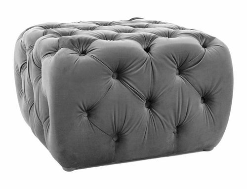 Signal Pouf in velluto Sophia Grigio