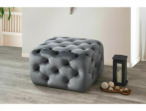 Signal Pouf in velluto Sophia Grigio
